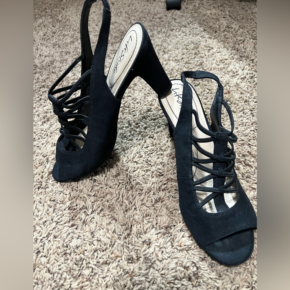 Life Stride Women's Black Heeled Sandals Size 9.5